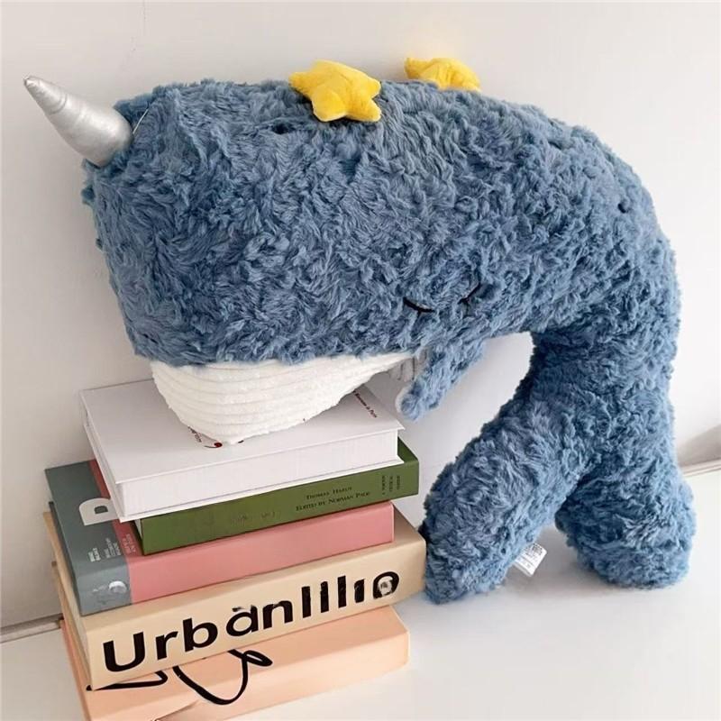 Plush Whale Pillow Soft Embroidered Animal Decor For Home Couch Bed Office