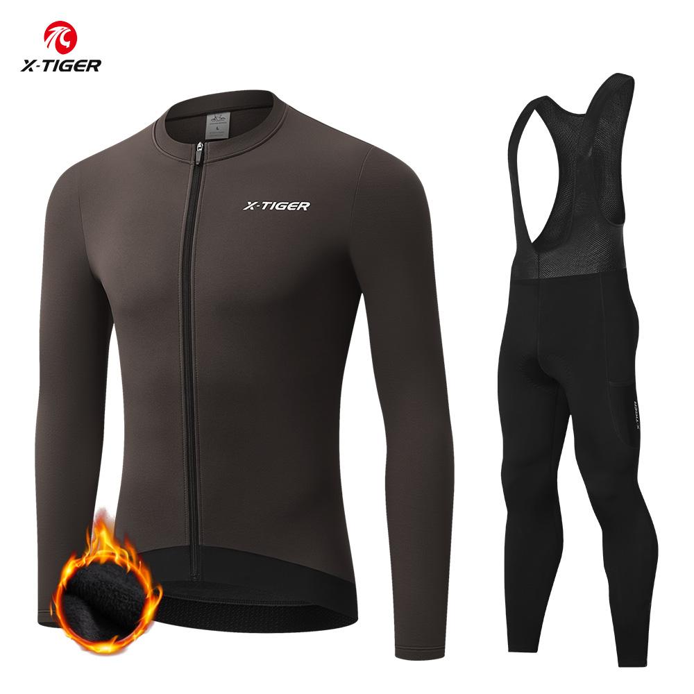 2026 Winter Velvet Warm Cycling Clothing Suit Set Winter Cycling Jersey Bib Pants Set Men Long Sleeve Bicicleta Set MTB Road Bike Clothing Suit