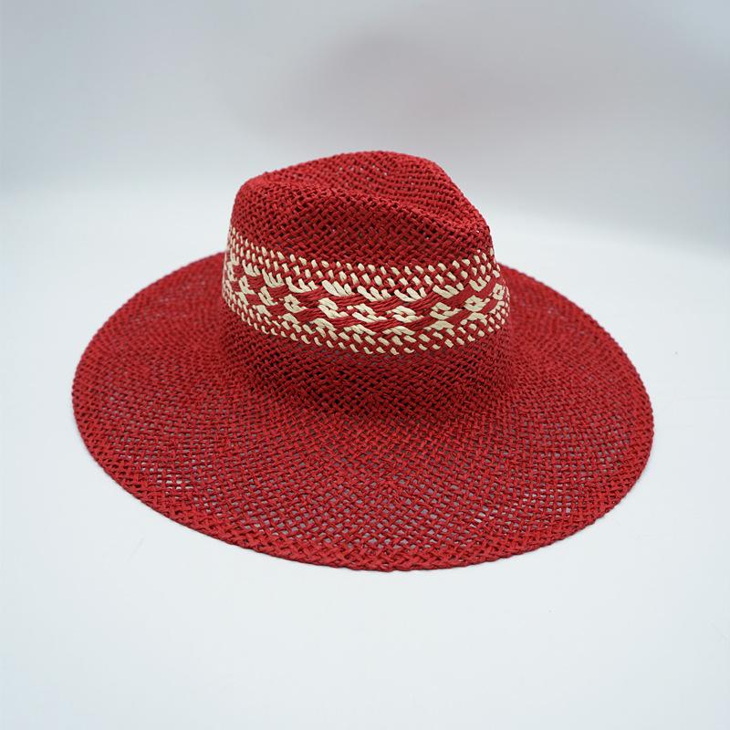 Japanese And Korean Version Of Small Fresh Hand-Woven Panama Wide-Brimmed Top Hat For Men And Women Summer Vacation Sunshade Sunscreen Straw Hat