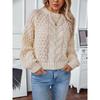 Women's Fall Long Sleeve Crew Neck Sweaters Solid Color Cable Knit Tops Woven Crewneck Pullover for Women
