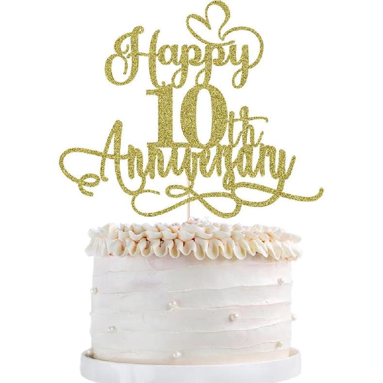 Black Gold Happy 50th Anniversary Cake Toppers- 50 Wedding Anniversary Party Decoration Ideas,Birthday Cake Decorations,50th Anniversary
