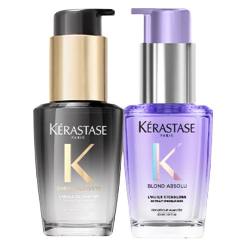 Kerastase hair oil Bleached Blonde Care Two-piece set: Haiyuan Black Diamond Hair Care Essence Oil 30ml + Aqua Repair Hair Care Essential Oil 30ml чёрный