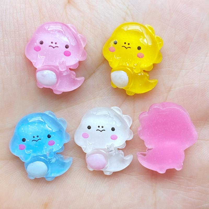 20Pcs Resin Lovely Mixed Jelly Dinosaur Flatback Cabochon Scrapbook Kawaii DIY Embellishments Accessories C86