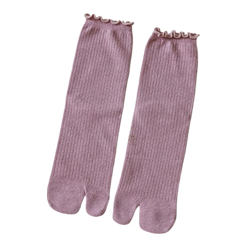 Ruffle Trim Frilly Crew Socks Flip Flop Socks Tabis Split Toe Socks Cotton Booties Socks Casual Ankle High Socks Hosiery