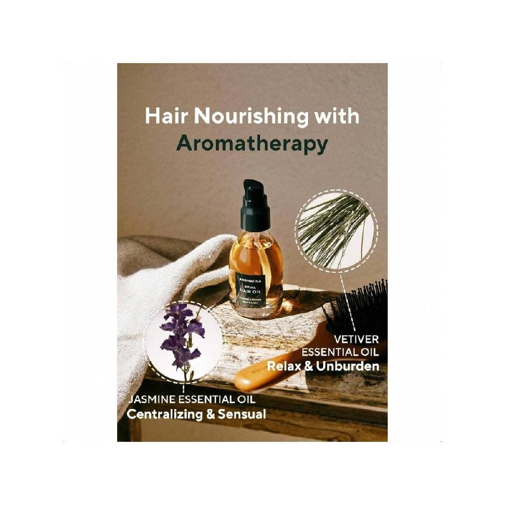 Aromatica Ritual Jasmine & Vetiver Hair Oil 50ml Nourishing Silicone-Free Oil For Damaged Frizzy Hair With Pure Fragrance