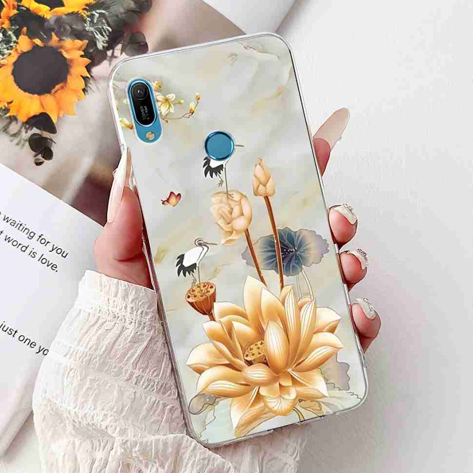 Pour Huawei Y6 2019 MRD-LX1F Coque Fleurs d'Été Silicone Souple TPU Cover Pour Huawei Y6 Prime 2019 6.09" Coques Pare-chocs Mode Fille