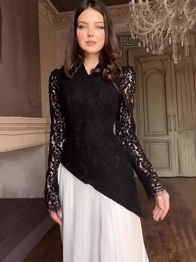 Spring 2025 Elegant Retro Long Sleeve Waist-Cinching Dress