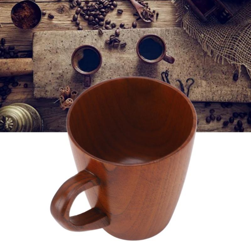 Handmade Wooden Mug For Men Women 250ml Coffee Mug With Handle Small Wood Cup Outdoor Travel Wooden Tea Drinking Cup