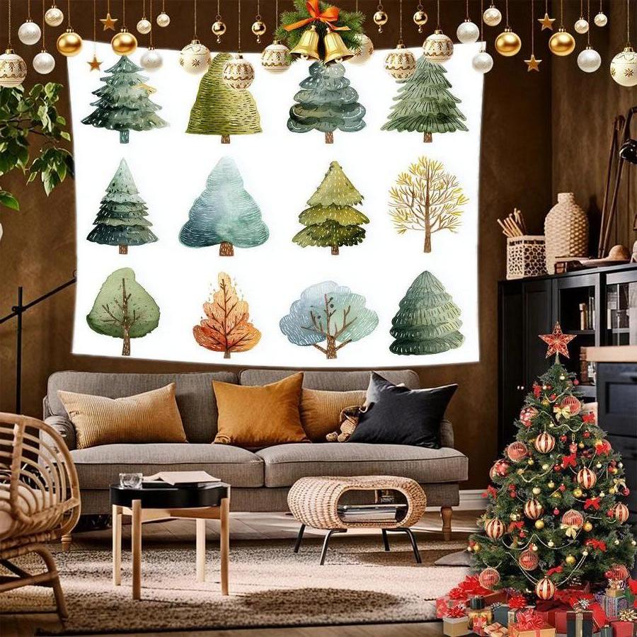 Santa & Snowman Tapestry Background Cloth Hanging Cloth Bedroom Bedside Decorative Wall Cloth Rental Dormitory Tapestry