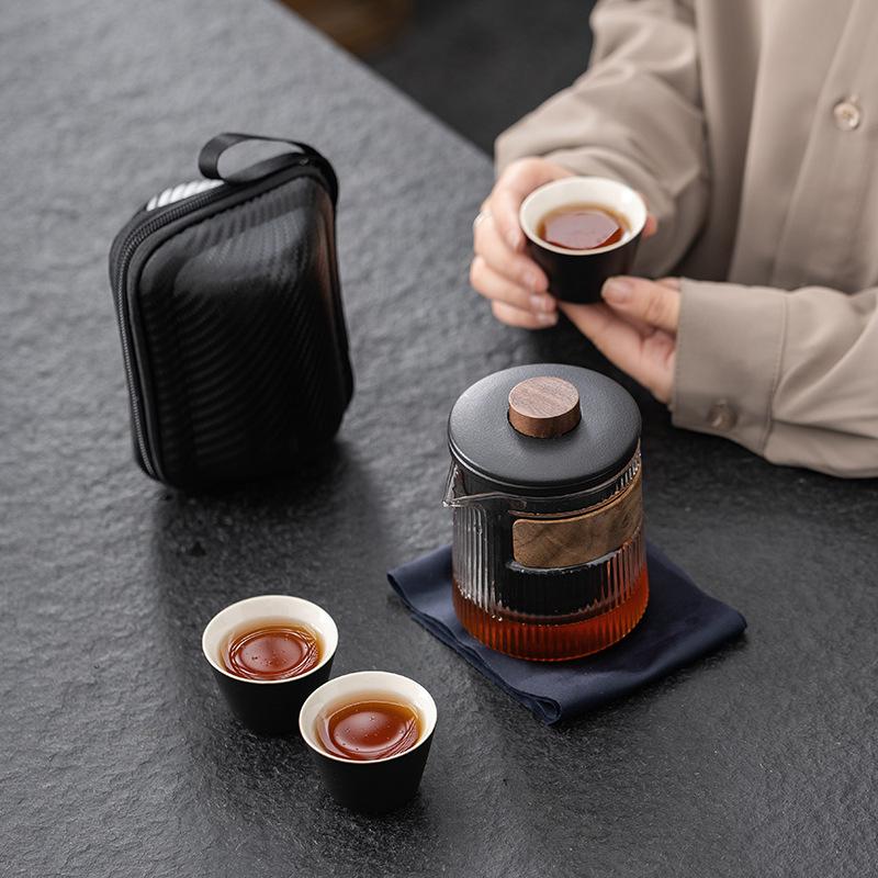 Portable Glass Travel Teaware Sets Outdoor Kung Fu Tea Brewing Portable Heat-resistant Tea Cup