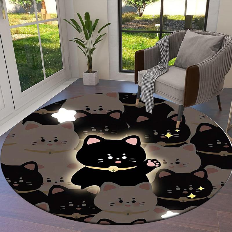 1pc Office Carpet Chair Mats Maneki-neko Cats Pattern Perfect for Decorating Office Chairs, Living Rooms, Or Bedrooms