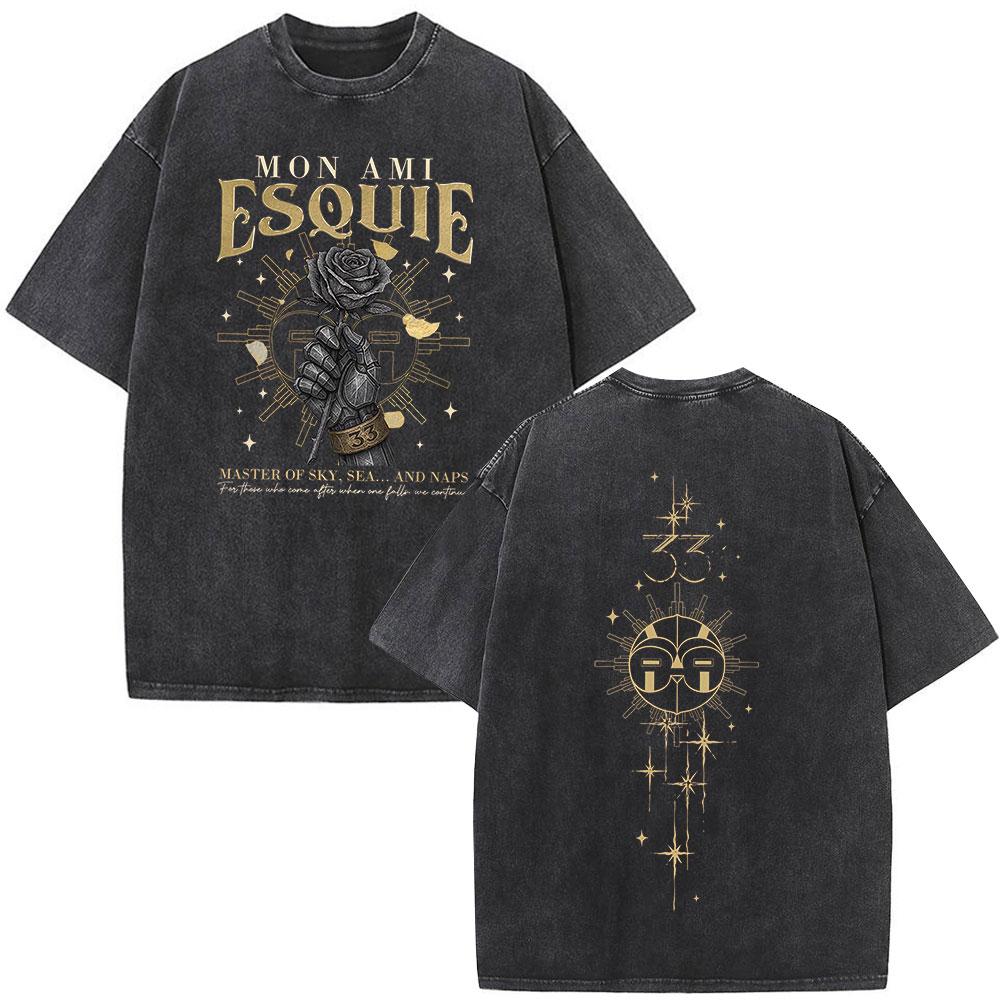Esquie Game Clair Obscur Expedition  Washed T Shirts Men Women Clothing Fashion Retro Oversized ONeck Short Sleeve Tshirts