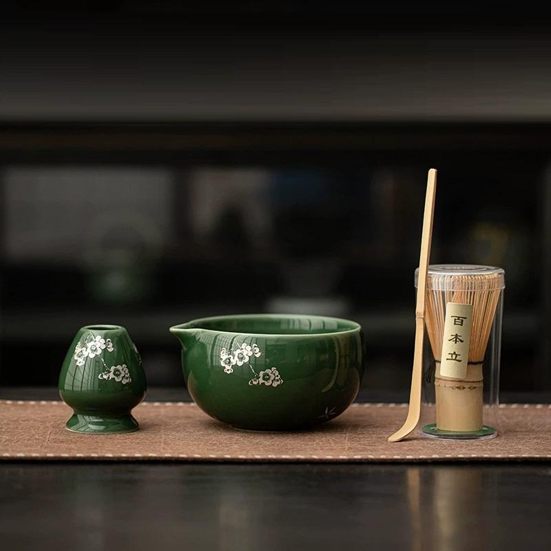 Azure stone Matcha Handmade Home Easy Clean Tea Set Tool Stand Kit Bowl Whisk Scoop Gift Ceremony Traditional Chinese Accessorie