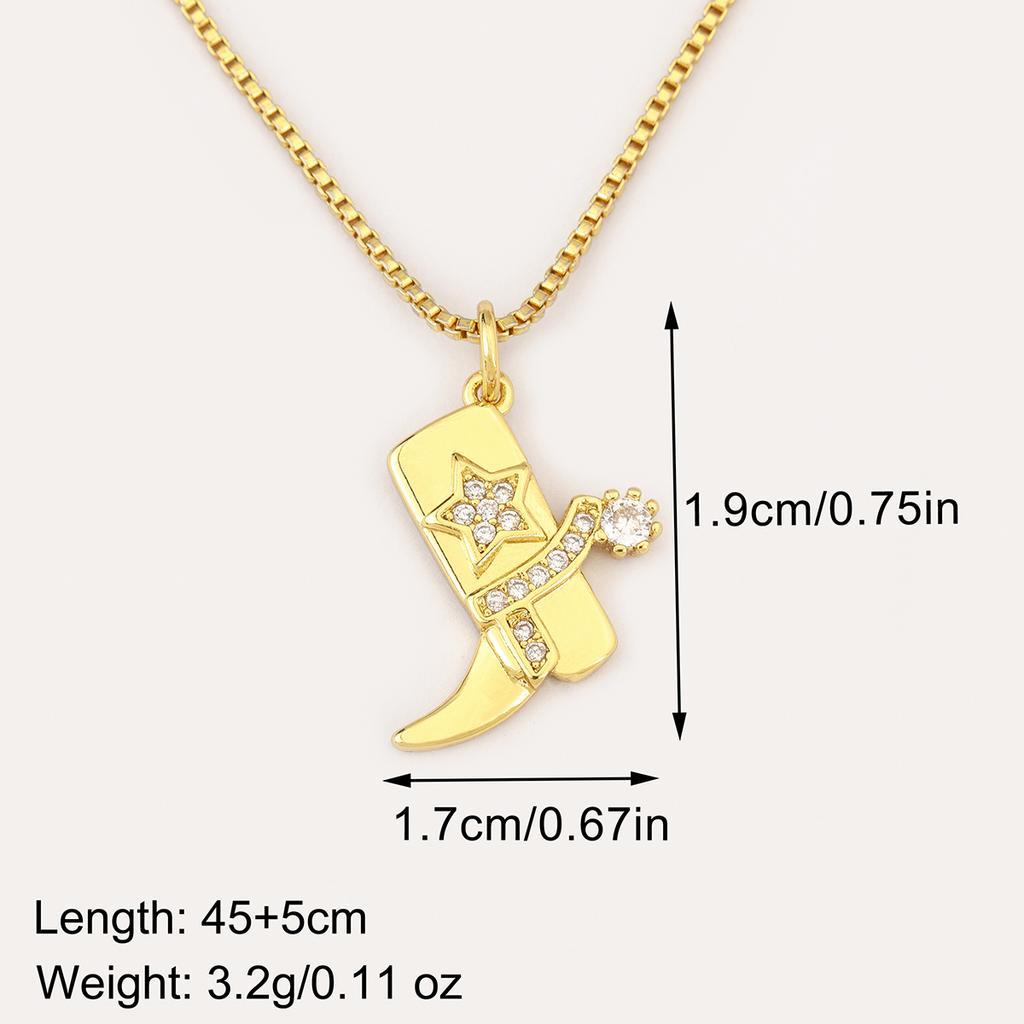 Nidin New Arrival Punk Boot Shape Zircon Pendant Necklace 3 Styles Choice For Female Male Trendy Personality Jewelry Party Gifts