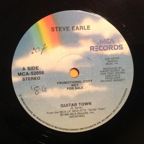 7-дюймовая пластинка STEVE EARLE Guitar Town MCA52856PROMO MCA Records 1986 Канада КантриФолк Б/у