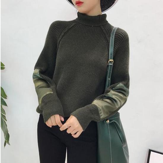 

RUGOD осень-зима теплый повседневный вязаный свитер женский водолазка пуловеры свитера Pull Femme One Size зелёный