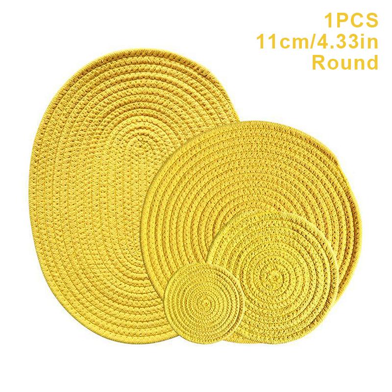 Natural Table Mat Insulation Pad Soft Heat Insulation Japanese Style Non-Slip Cotton Simple Oval Woven Mat Kitchen Supplies