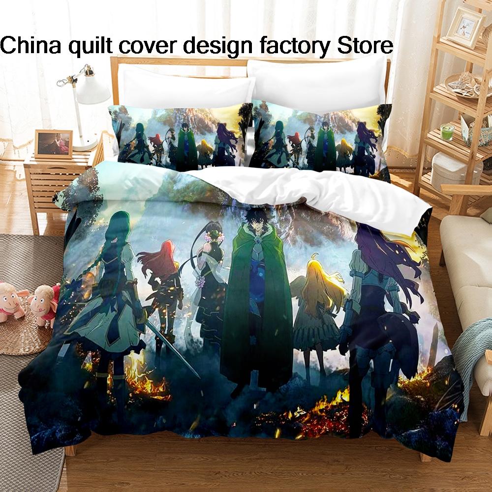 The Rising Of The Shield Hero Anime Bedding Set 3Pcs Isekai Manga Duvet Cover Set With Pillowcases For Teens Fans Bedroom Decor
