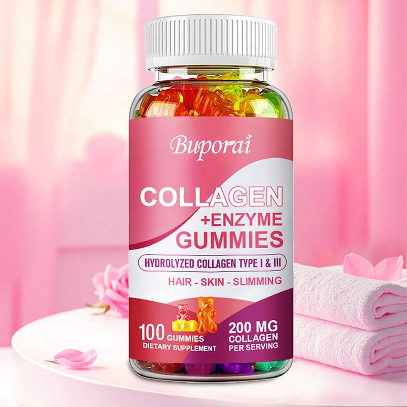 Kollagen-Gummibärchen, hergestellt aus hydrolysiertem Kollagen Typ I und III, sind vorteilhaft für die Gesundheit von Haaren, Haut und Gelenken und unterstützen die Fettverbrennung.