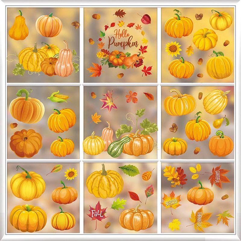 A44Z-Thanksgiving Glass Stickers Decoration Thanksgiving Decoration Stickers Double-Sided Printing