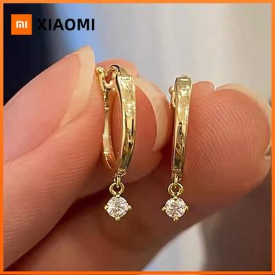 Huitan Elegant Women Drop Earrings Inlaid Bright CZ Trendy Wedding Gold Color Accessories Charming Lady Jewelry for Party Daily