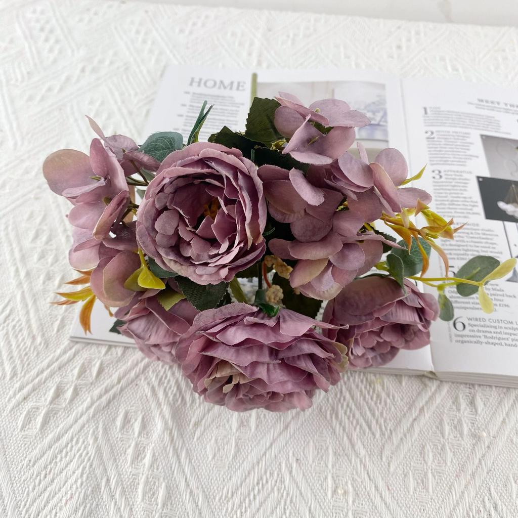 6 Heads European Peony Hydrangea Simulation Flower Home Decoration Wedding Photography Props Decoration