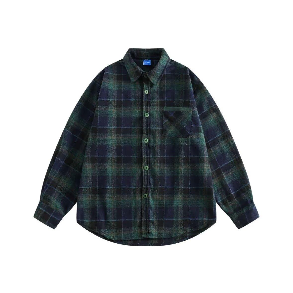 

Рубашка с длинным рукавом с буквенным принтом 2024 года в японском стиле в стиле Гонконга, свободная рубашка для мальчиков, летнее модное универсальное повседневное пальто 2XL зелёный