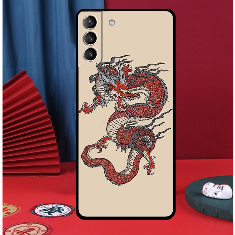 Japanese Dragon Style Phone Case For Samsung Galaxy S25 Ultra S9 S10 S20 S21 S22 Plus S23 FE S24 Ultra Back Cover