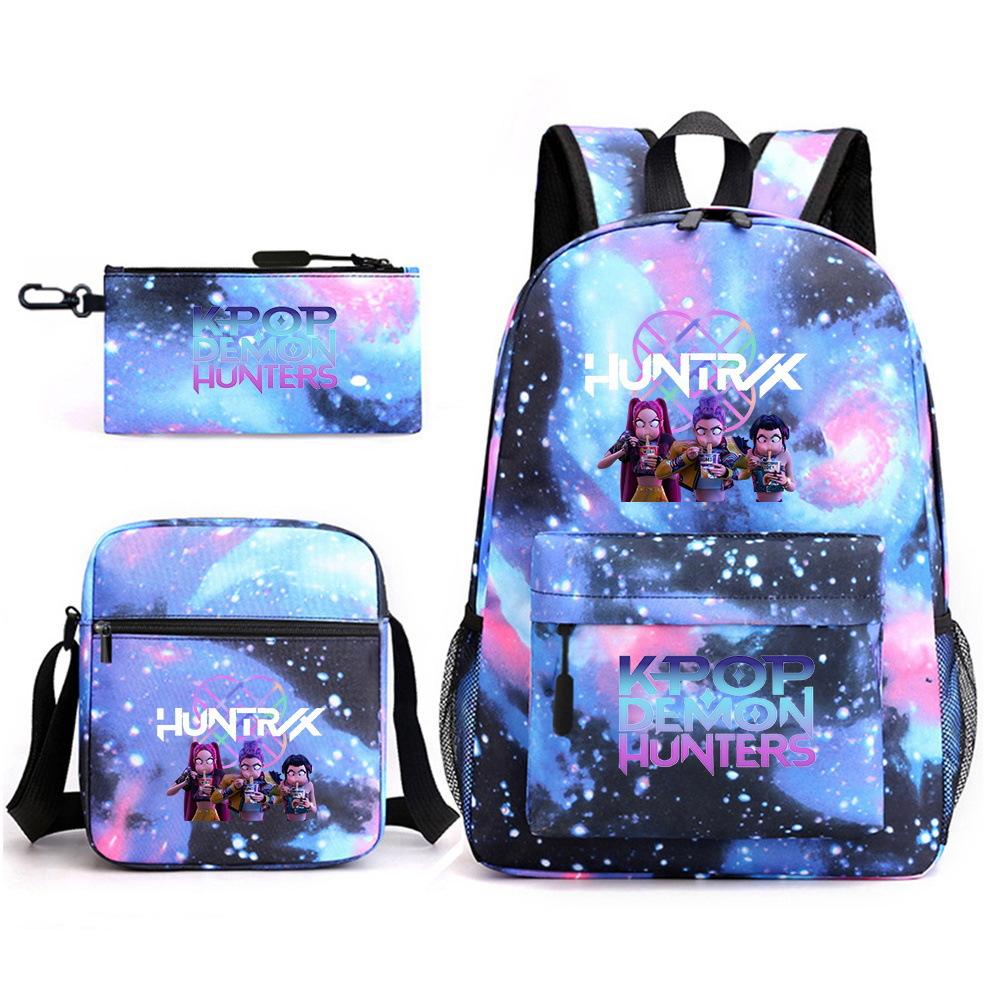 Demon Hunter Girl Group Backpack Kpop Backpack Digital Color Printing Boys And Girls School Bag Shoulder Bag Three-Piece Set