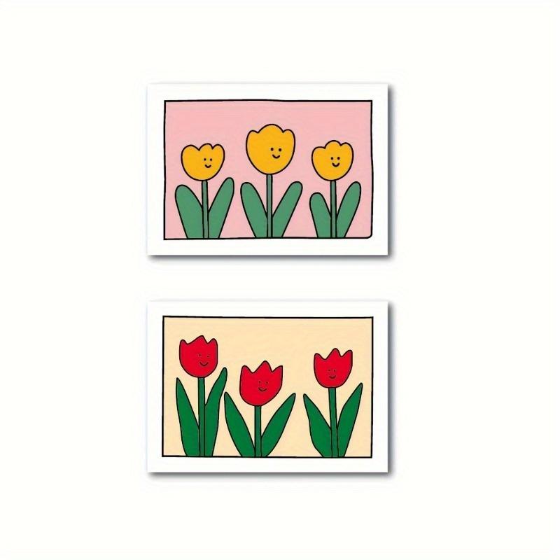 5 Sheets/45pcs Tulip Flowers Stickers Aesthetic Journal Vinyl Decals Water Bottle Laptop Scrapbook Travel Case Phone Stickers