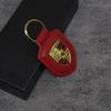 Chaveiro de Couro para Carro Tipo Escudo Emblema 3D Argola de Chaveiro Para Porsche Panamera Cayenne Taycan 911 718 Macan Carrera-GT 928 944 968 944