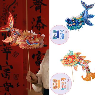 Handgefertigte Fischlaternen Bauspielzeug mit LED-Licht, Handgefertigte Chinesische Papierlaternen für Herbstfest Dekoration