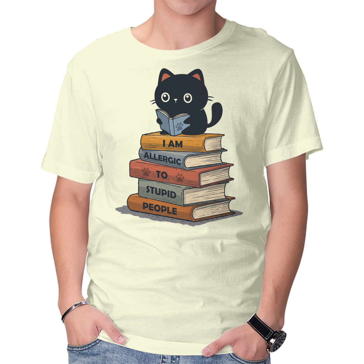 Unisex Crew Neck T-Shirt Allergic To Stupid People Graphic Short Sleeve Casual Tee S
