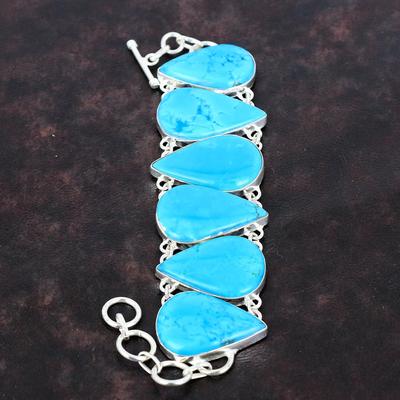 Braccialetto in turchese dell'Arizona Braccialetto in argento sterling 925 Braccialetto a catena regolabile Gioielli fatti a mano Regalo per le donne Braccialetto con pietre preziose di design