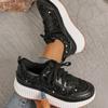 Fashion Rimocy Fashion Glitter Platform Sneakers Women Spring Lace Up Pink Sports Shoes Woman Plus Size 43 Thick Bottom Walking Shoes