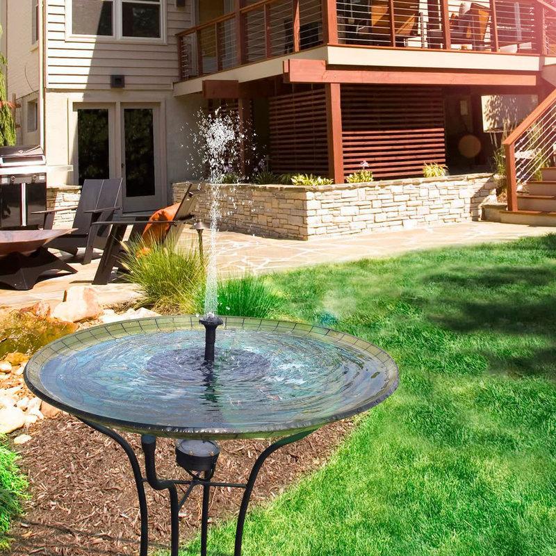 3.5W Solar Fountain Pump, Solar Water Pump Floating Fountain Built-in 1500mAh Battery, with 6 Nozzles, for Bird Bath