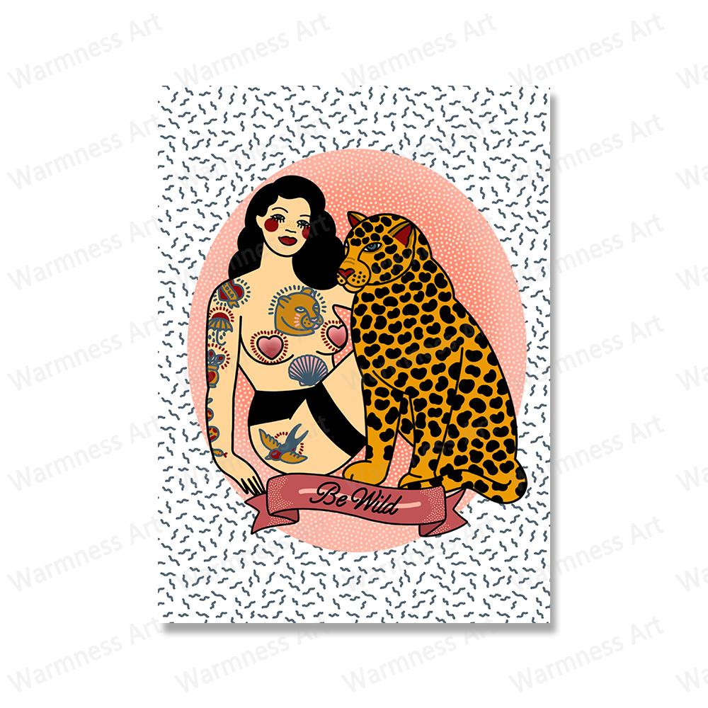 Abstract Leopard Pink Sexy Girl Bodies Wall Art Canvas Painting Nordic Posters Prints Pictures for Living Room Home Decoration