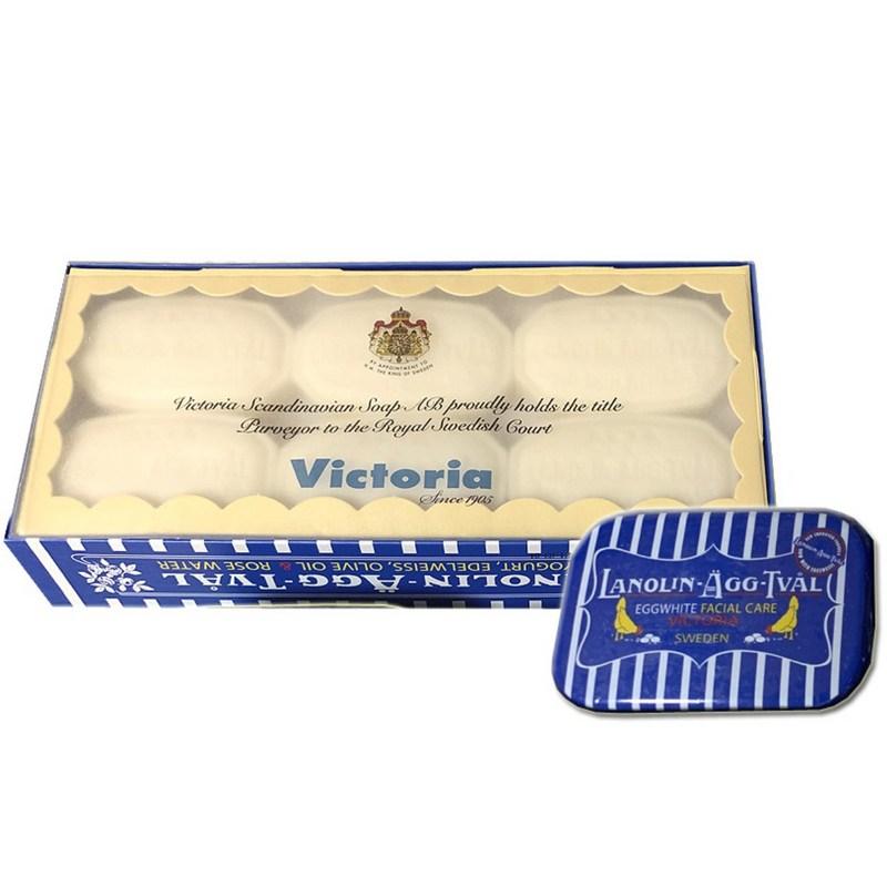 Victoria New Sweden Egg Pack Soap 6 Pcs + Blue Case, 50g