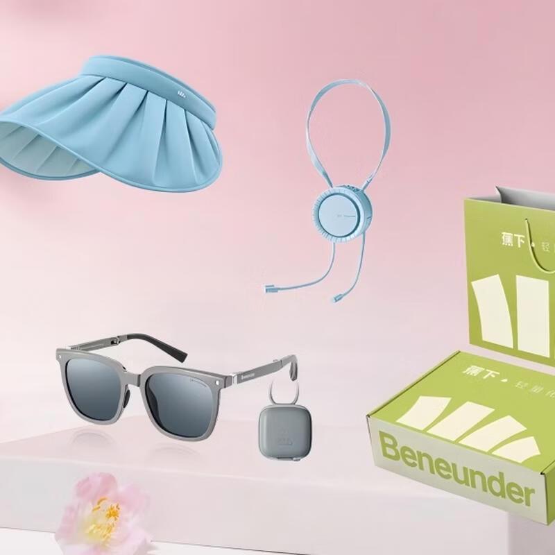 Beneunder Sun Protection Visor, Fan & Folding Sunglasses Set