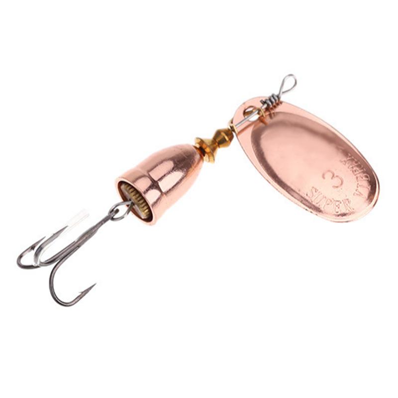 Blade Rotating Spinner Metal Lure Brass Hard Artificial Spoon Bait Copper Freshwater Creek Trout Fishing Tackle 6g