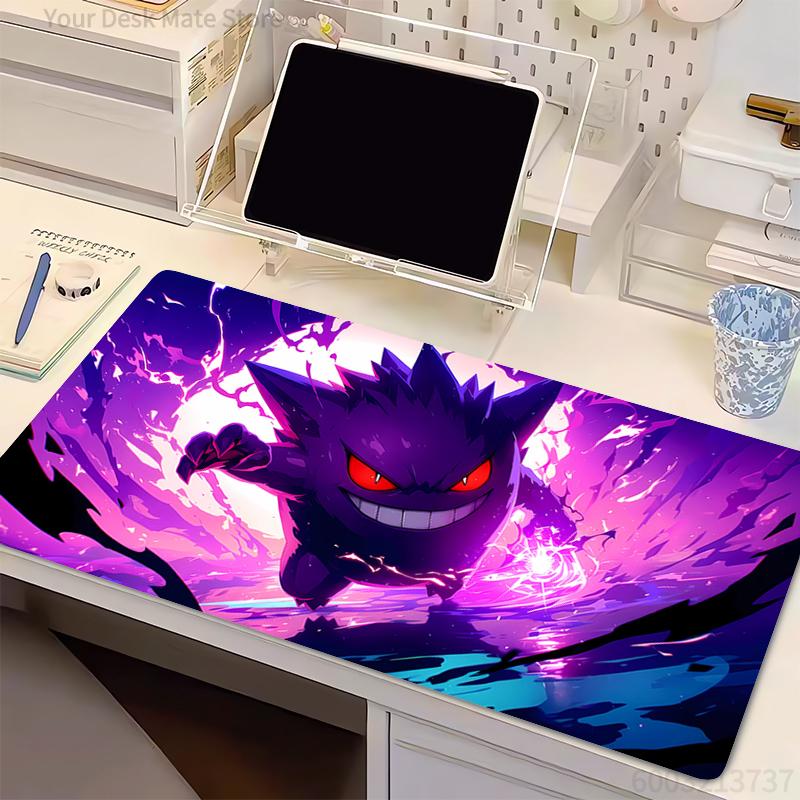 Mouse Pad P-Pokemon Gengar Anime Gaming Accessories Large Carpet Gamer Lock Edge Computer Keyboard Pad Rubber Desk Mat Mausepad