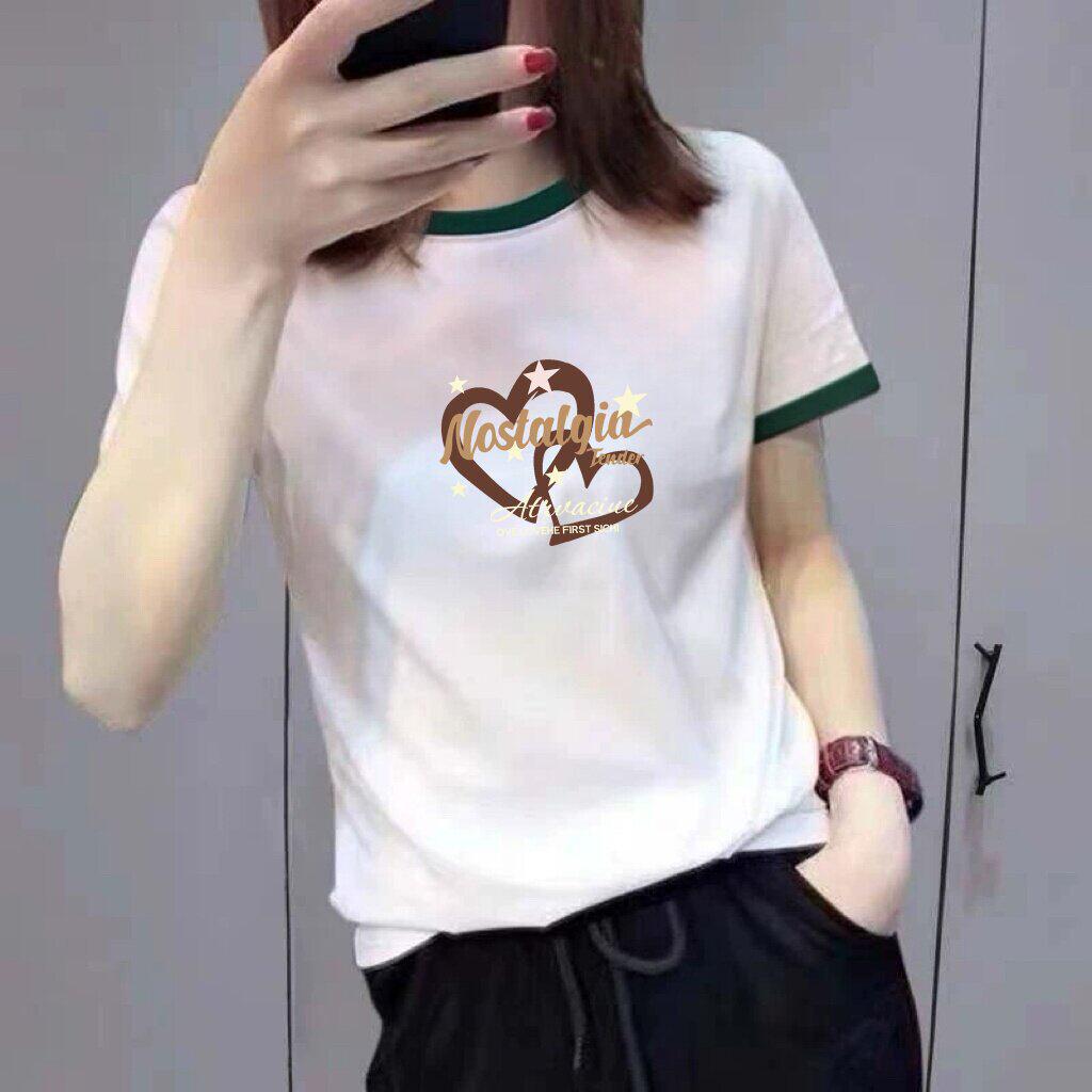 Summer 2026 Women's Color Block Letter Print Slimming Tee - Short Sleeve Round Neck Top