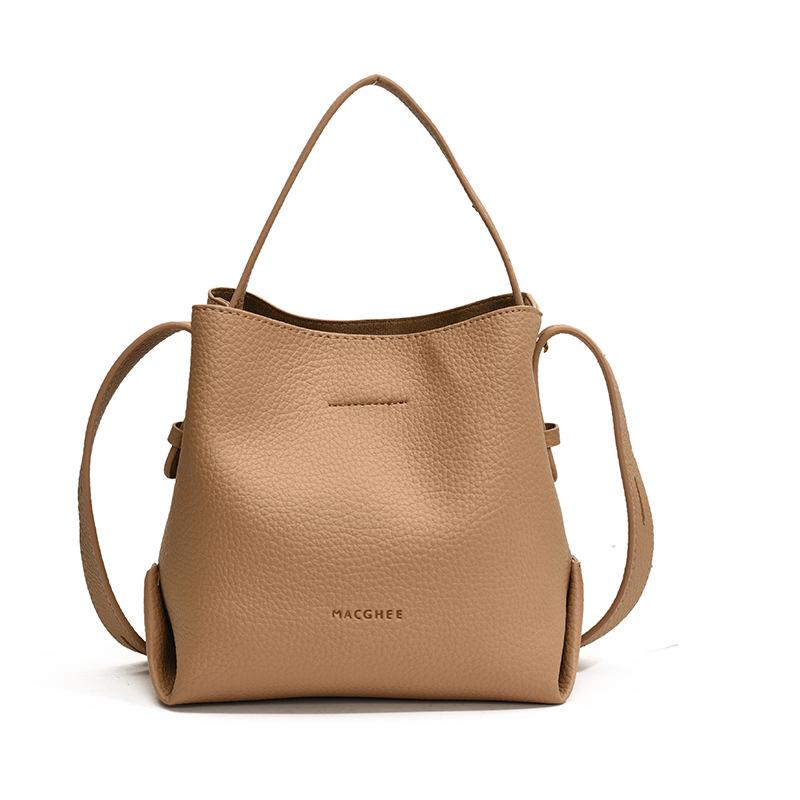 Women's Crossbody Bucket Bag with Lychee Pattern - Trendy and Versatile Handbag