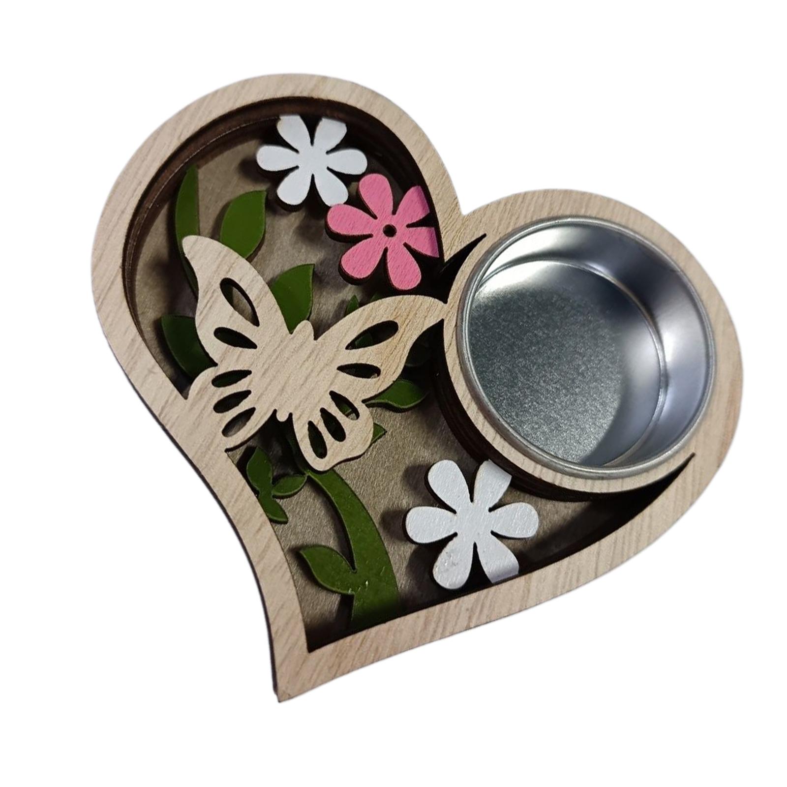 

Natural Wood Candle Holder Features Delicate Flower And Butterfly Pattern Optional Perfectly For Holiday Decoration