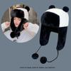 Plus Velvet Earflap Hat Panda Style Pilot Cap Cute Plush Warm Hat  Cycling Activity