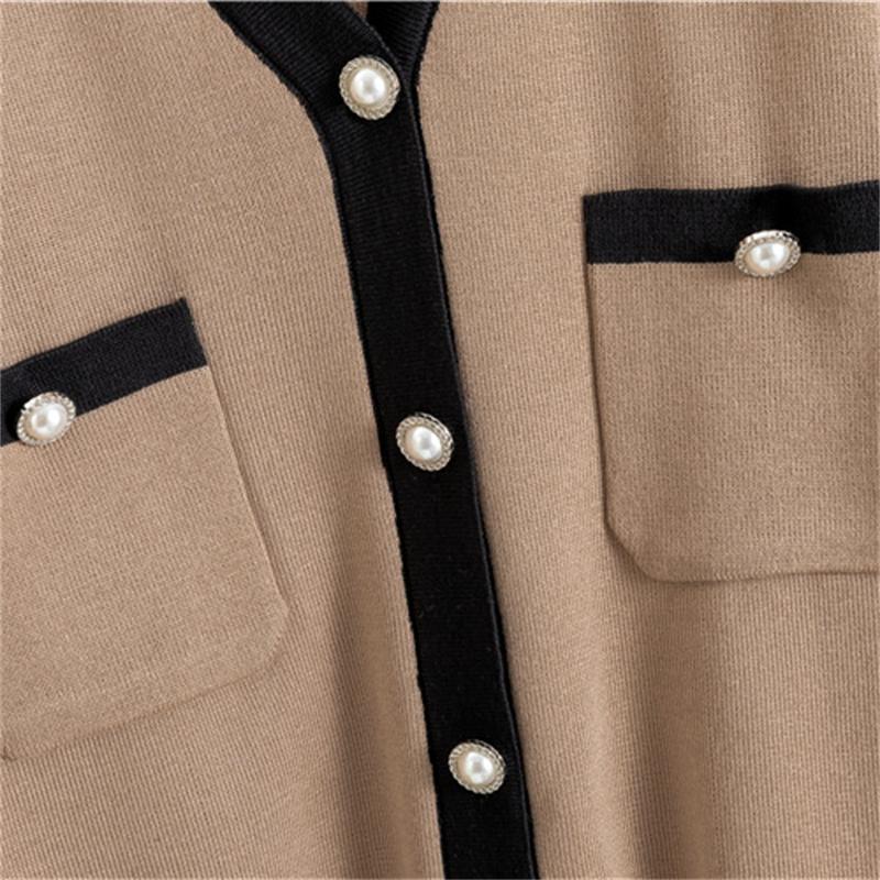 Dámský podzimní módní pletený oblek s výstřihem do V, široké nohavice, pletená vesta, pletený kardigan, třídílný set