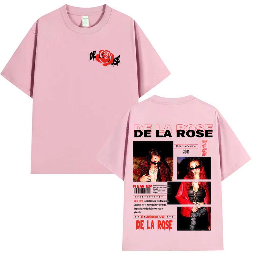 De La Rose Album Trendy Double Sided Print Tshirt Mens High Quality Oversized Tee Shirt Harajuku Casual Cozy T Shirt Streetwear