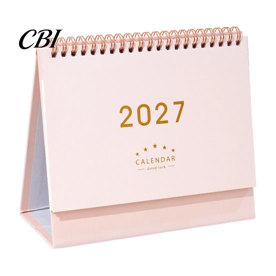 Large Desktop Calendar 2027 Desk Calendar, Standing Flip Minimalist Gold Foil Cover Daily Planner for Office Monthly Planner, Thick Paper Note Taking,