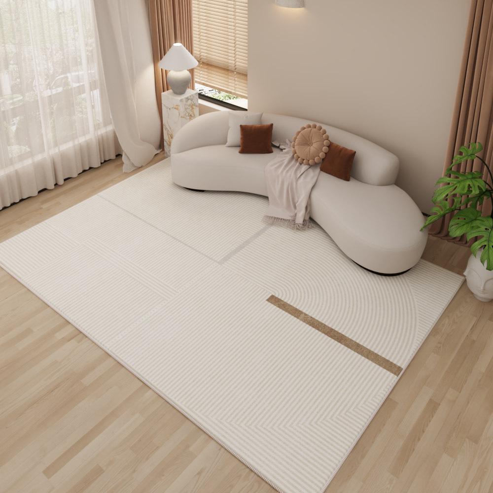 Modern Simple Cream Velvet Loop Carpet - Non-Slip Rug for Living Room, Porch, Bedroom, or Bedside