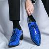 Fashion Luxury Designer New Arrival Men's Charm Blue Black Pointed Lace Up Shoes Male Formal Wedding Prom Dress Prom Loafers Homecoming